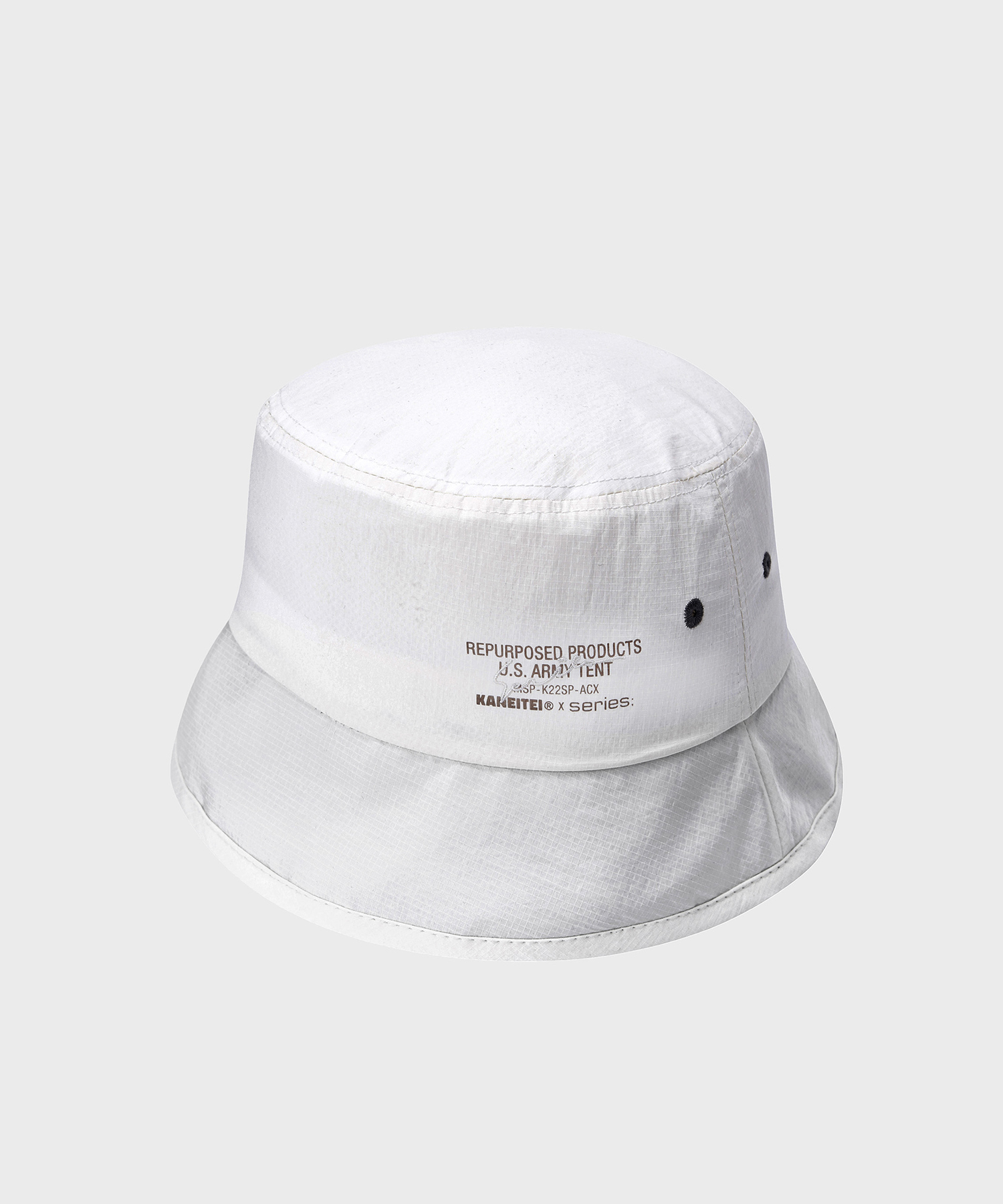 KNT X SRS TWO-TONE CONTRAST BUCKET HAT (WHITE) / UPCYCLED