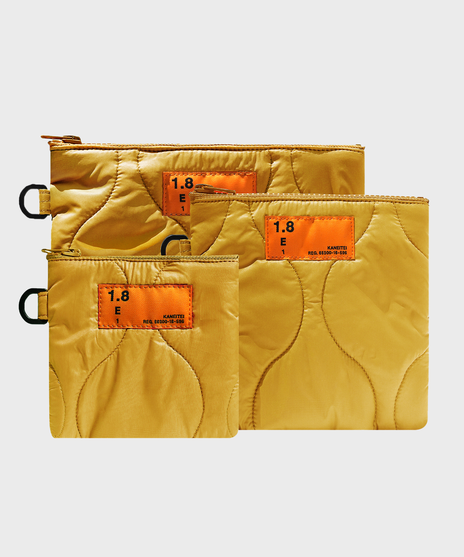 POM QUILTED FLAT POUCH (MUSTARD) / RECYCLED